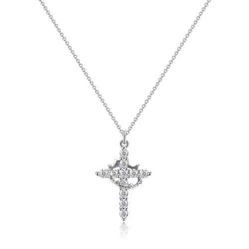 Cross Full Diamond Necklace Crown Rotatable