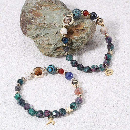 Natural Stone Twelve Constellations Bracelets Cut Hemp Stone Fashion