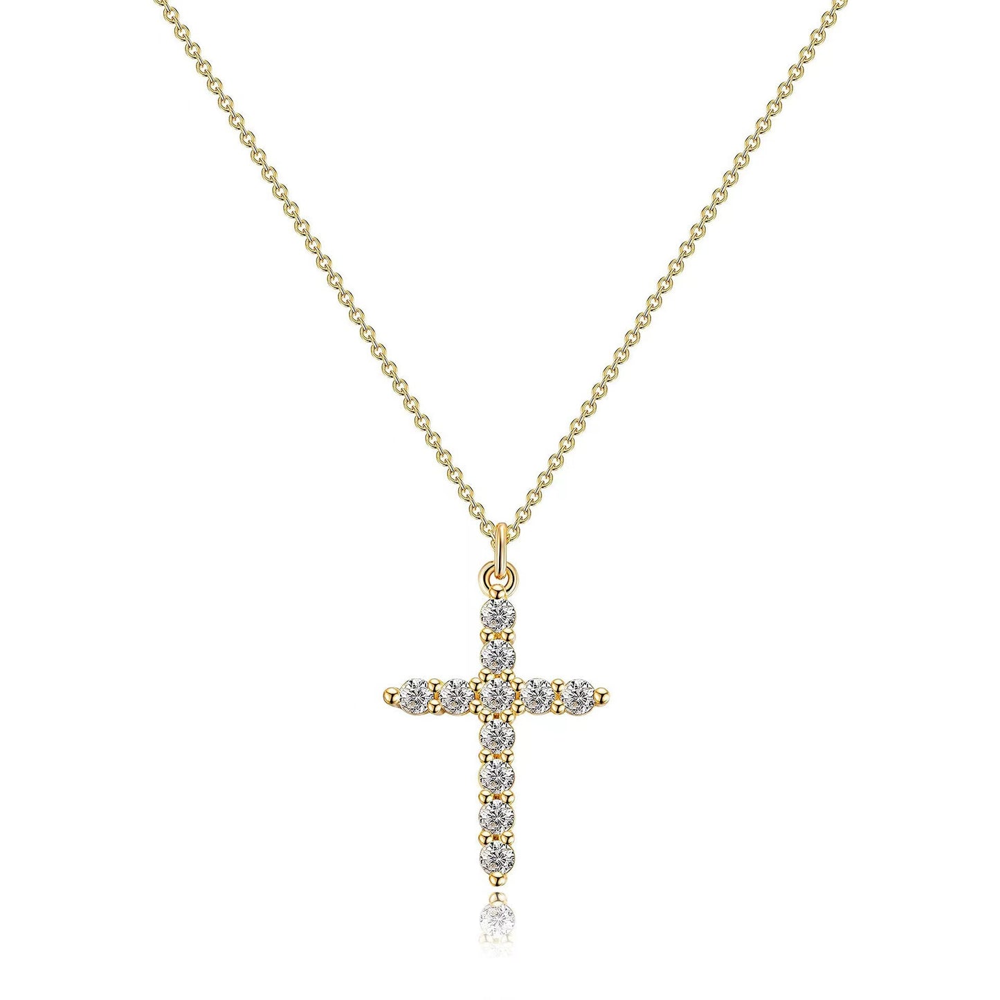 Cross Full Diamond Necklace Crown Rotatable