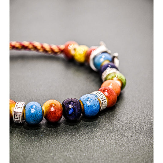 Handmade String Finished Colored Stone Bracelet