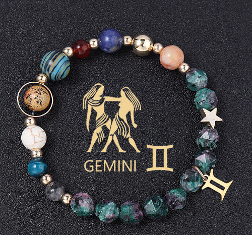 Natural Stone Twelve Constellations Bracelets Cut Hemp Stone Fashion