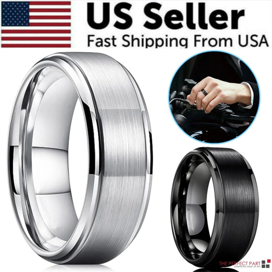 Tungsten Carbide Wedding Band Ring Brushed Silver Mens Jewelry Size 5-17